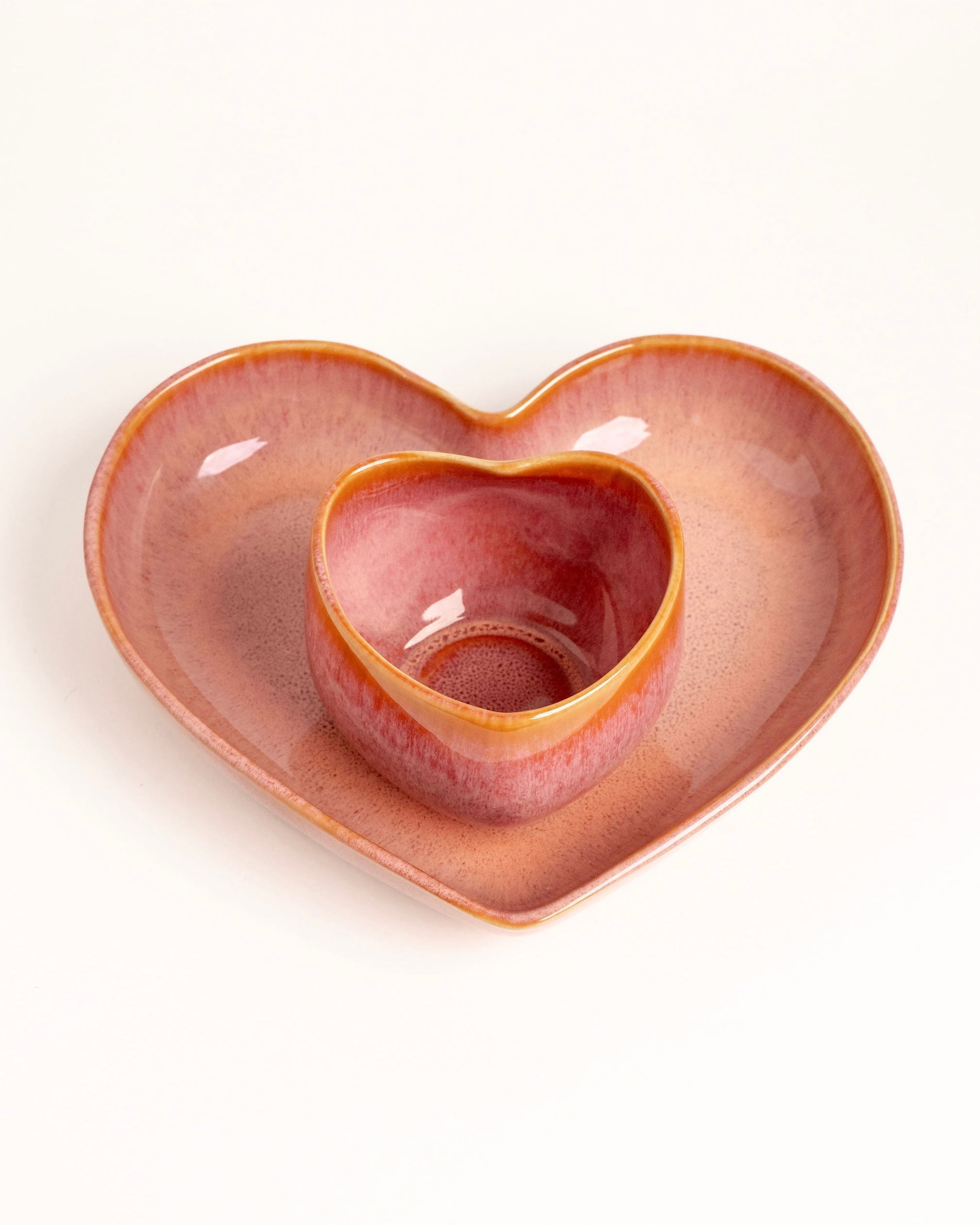 Amora Set Becher und Teller tief Coral 2-teilig