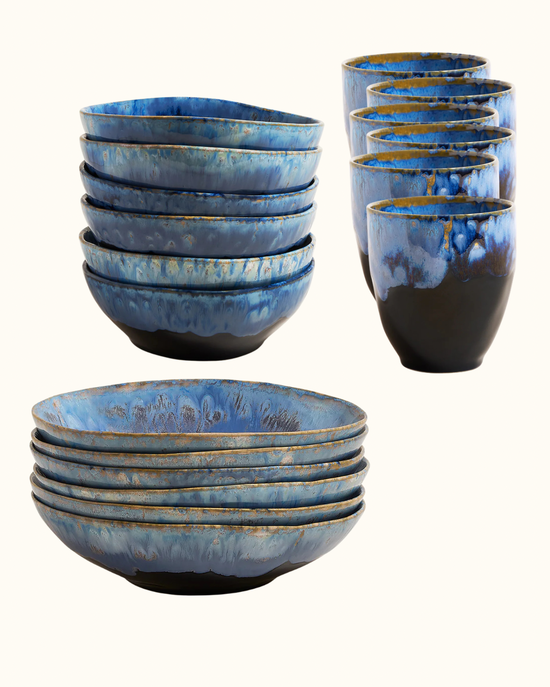 Lino Geschirrset Deepseablue 18-teilig