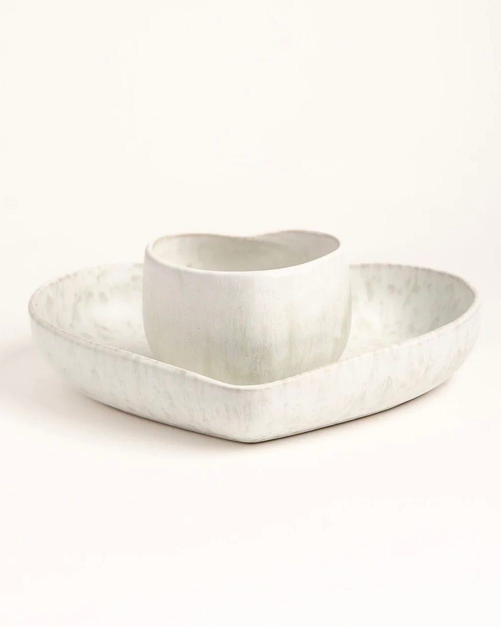 Amora Set Becher und Teller tief Mattweiss Creme 2-teilig