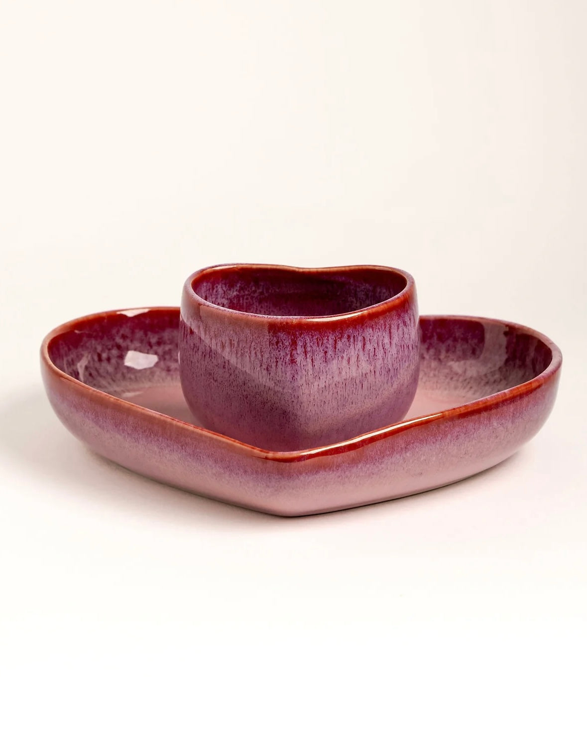 Amora Set Becher und Teller tief Rosa 2-teilig