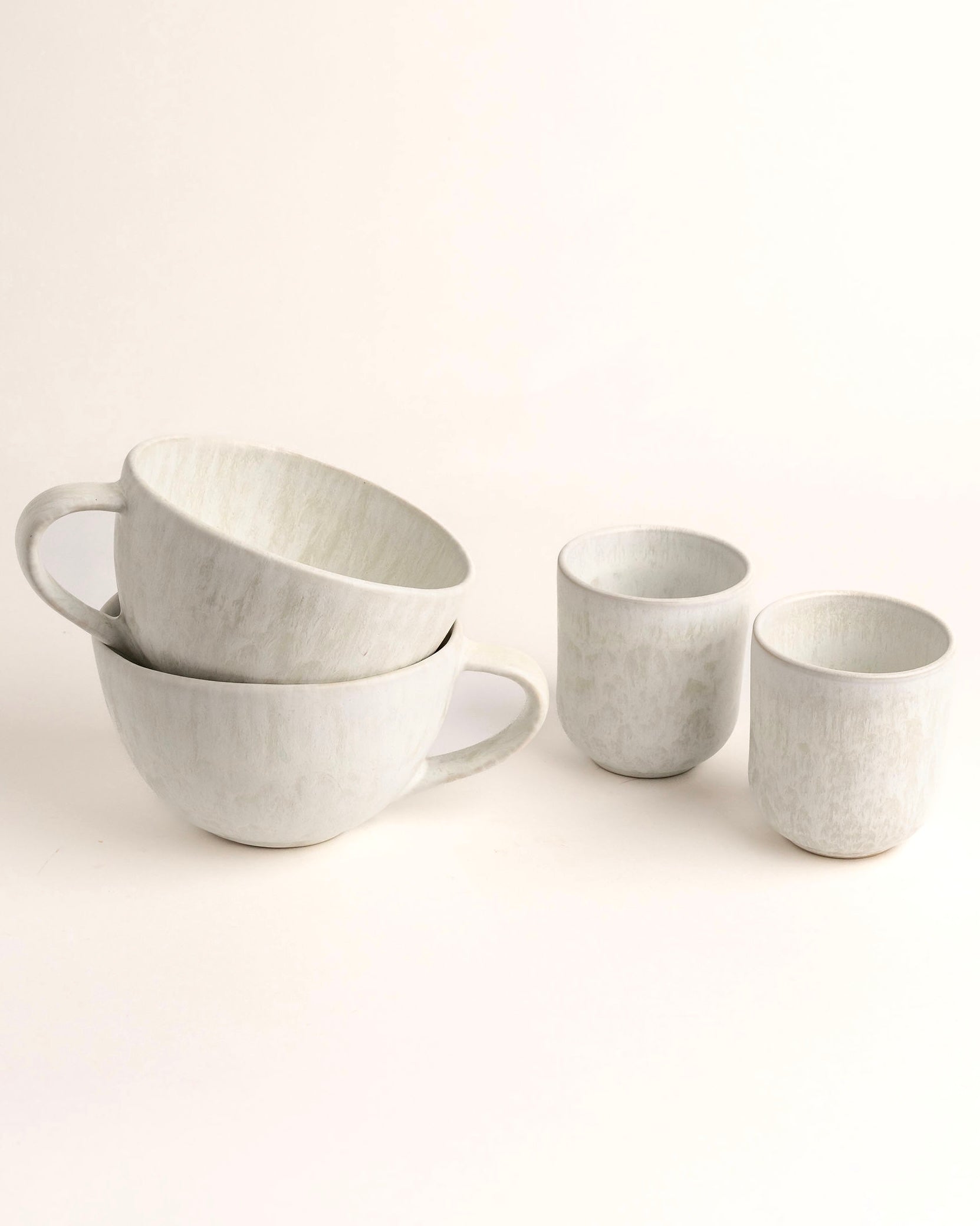 Tassen- und Becherset Noa Mattweiss Creme 4-teilig